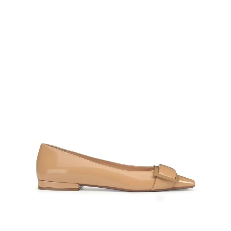 sergio rossi Ballerines Leather Ballerina Flats With Glossy Finish And Dec Brown