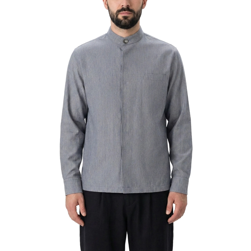 Emanuela Caruso Overgangsjas Overshirt mit Seide & Leinen blau(Image 7)