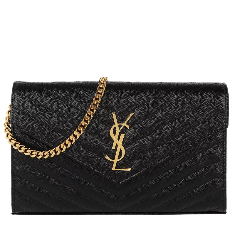 Saint Laurent Crossbody Bag Ysl Chain Wallet Monogram Black Gold