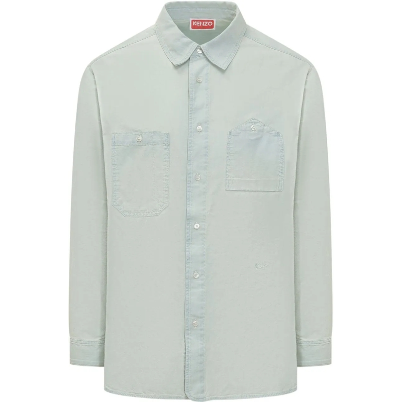 Kenzo Legeres Oberteil Camicia con Tasche Applicate hellblau