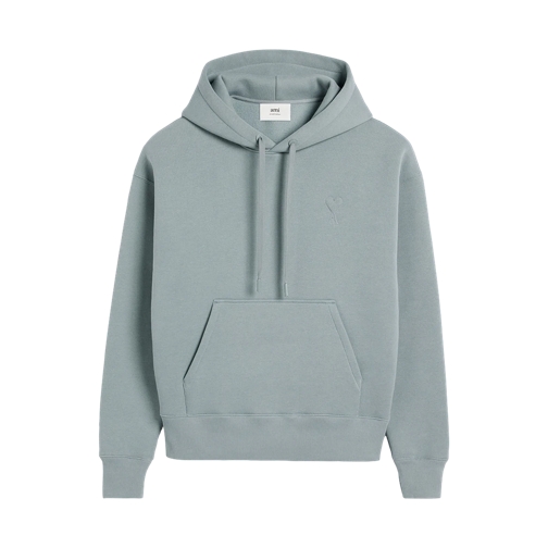 AMI Paris Hoodie mit Logo 0951 HEATHER ASH GREY Huvtröja