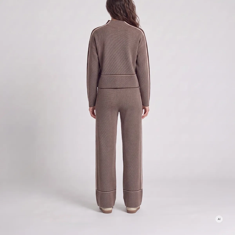 Marc Aurel Stoffhose Strickhose- elastischer Gummibund- eingestrickt braun(Image 4)