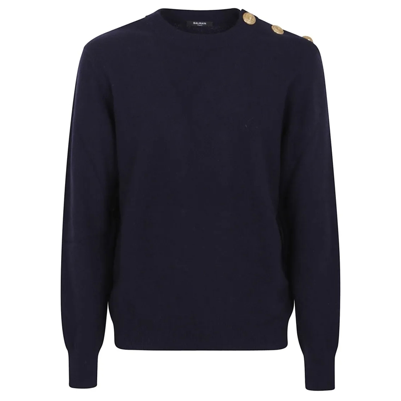 Balmain Trui Eco-Cashmere Knit Sweater Black