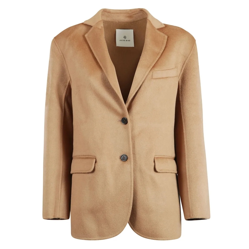 Anine Bing Blazer Luxury Brown Wool And Cashmere Tailored Blazer Neutrals