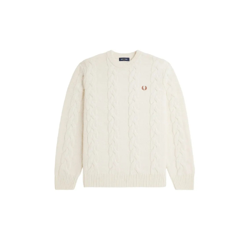 Fred Perry Pullover Cream Classic Cable Knit Sweater Neutrals