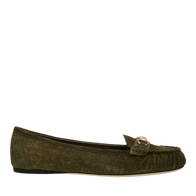 Gucci Loafer Horsebit GG Ballet Flats Columbus Green