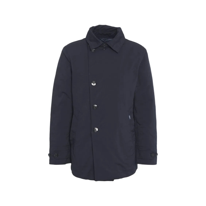 Add  Classic Blue Peacoat With Double-Breasted Design Black