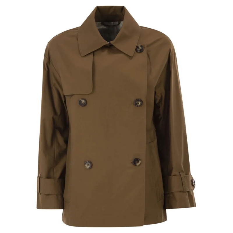 Max Mara Bontjassen Mtczeno - Double-Breasted Trench Coat In Water-Rep Green