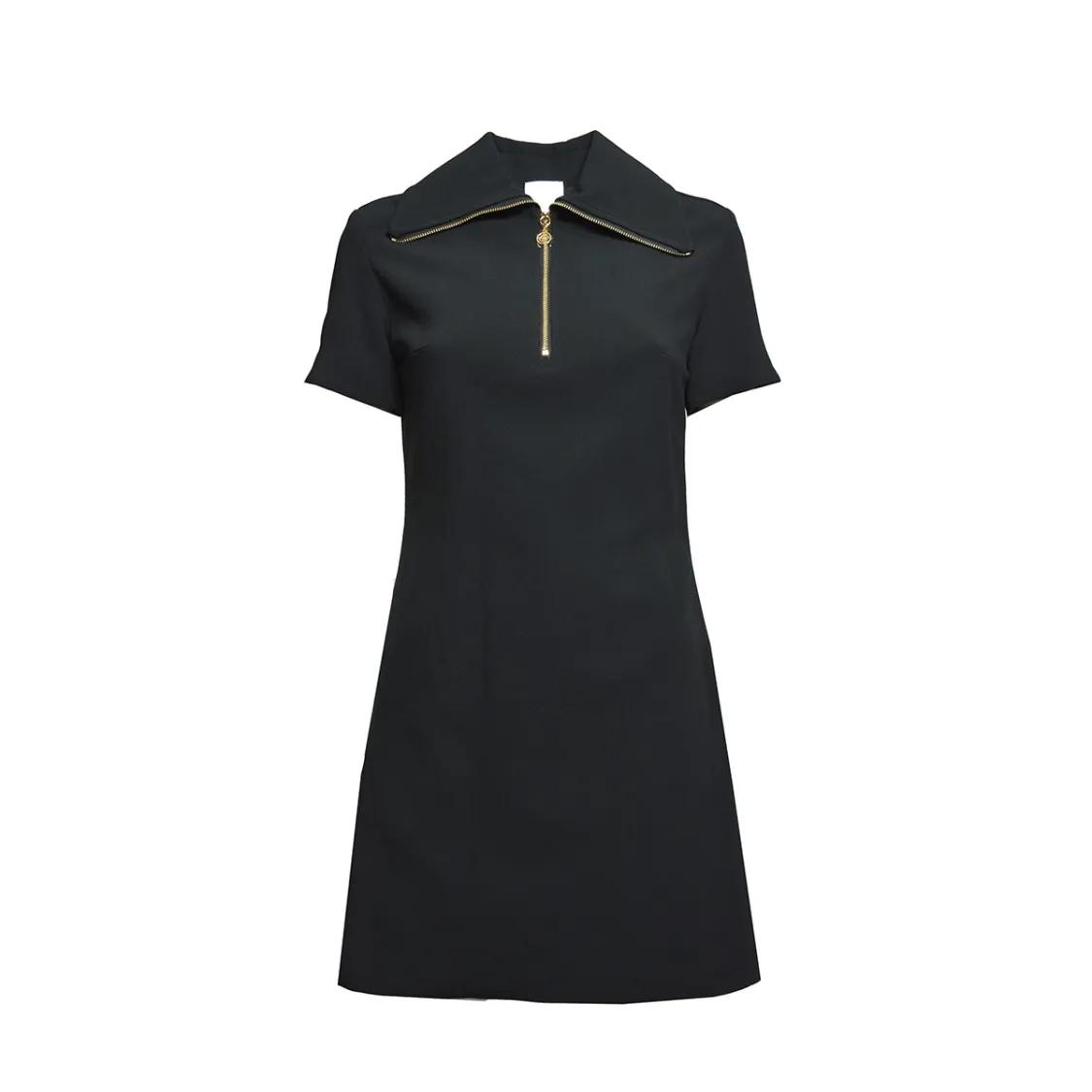 Thumbnail - Patou - Black Viscose Short Skater Dress With Zip - Größe 38 - schwarz