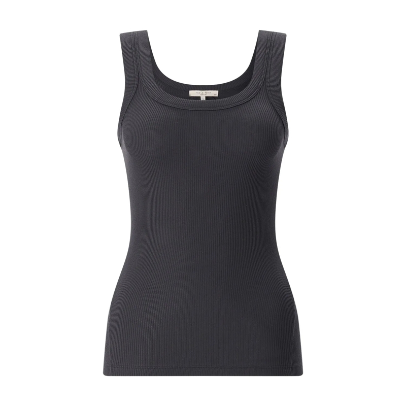 Rag & Bone Top Ripp-Top mit U-Ausschnitt schwarz