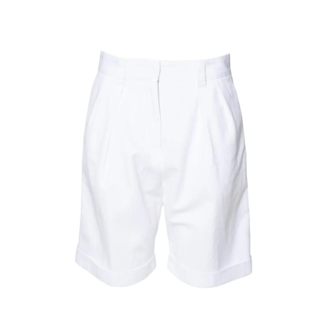 Thumbnail - Aspesi - White Cotton-Linen Gabardine Bermuda Shorts - Größe 40 - weiß