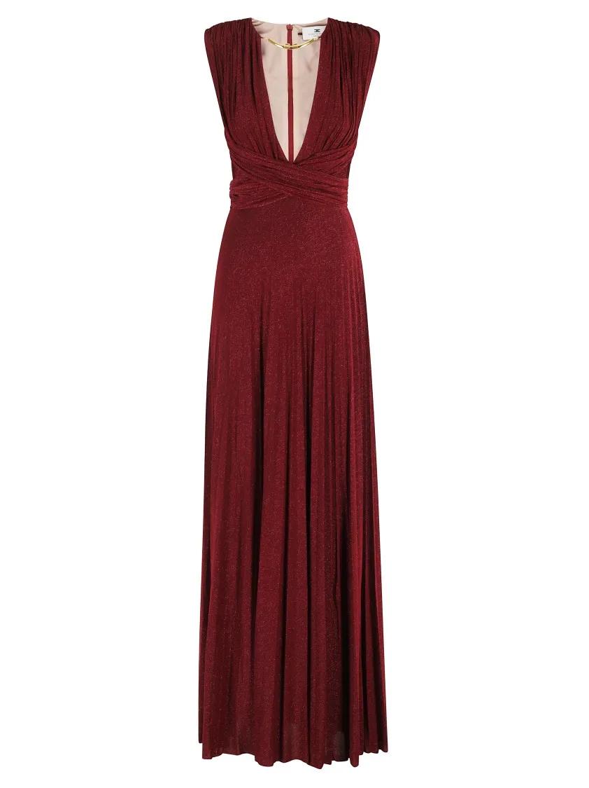 Elisabetta Franchi V-Neck Maxi Dress Red