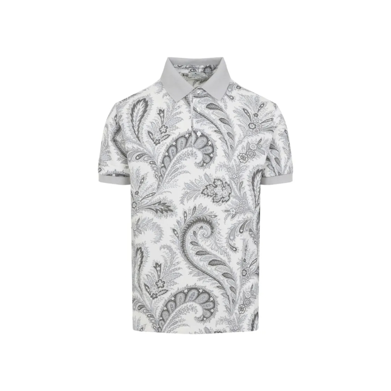 Etro Polo Polo T-Shirt With Paisley Pattern Grey