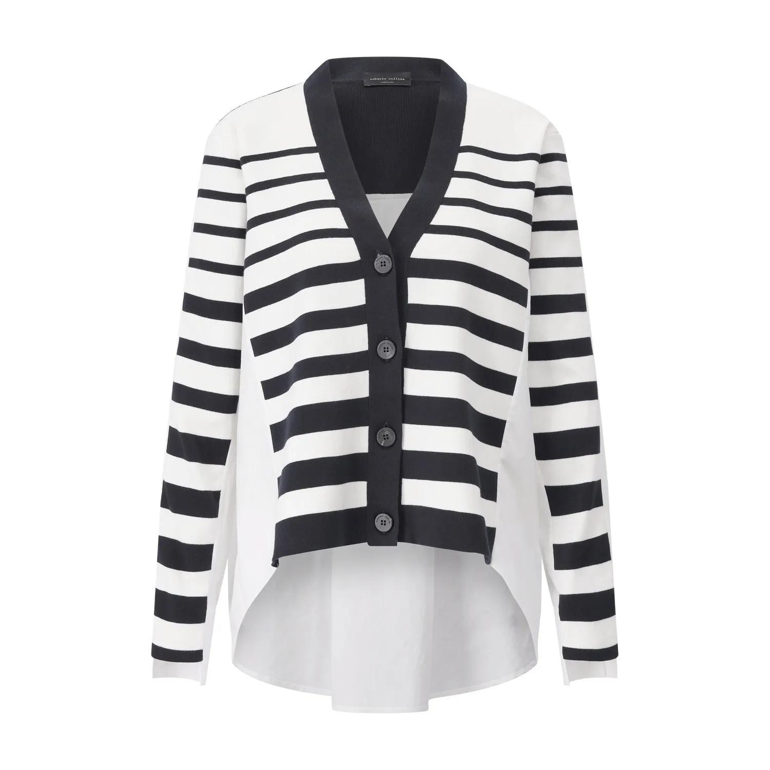 Thumbnail - Roberto Collina - Oversized Cardigan im Blusendesign - Größe L - white
