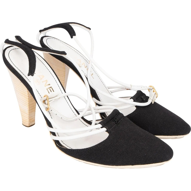 Chanel Pumps Chanel Cotton CC Sling High Heels (36) mehrfarbig