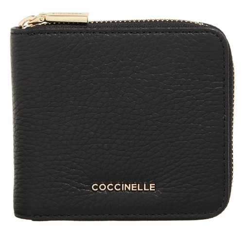 Coccinelle Metallic Soft Noir Portemonnaie mit Zip-Around-Reißverschluss