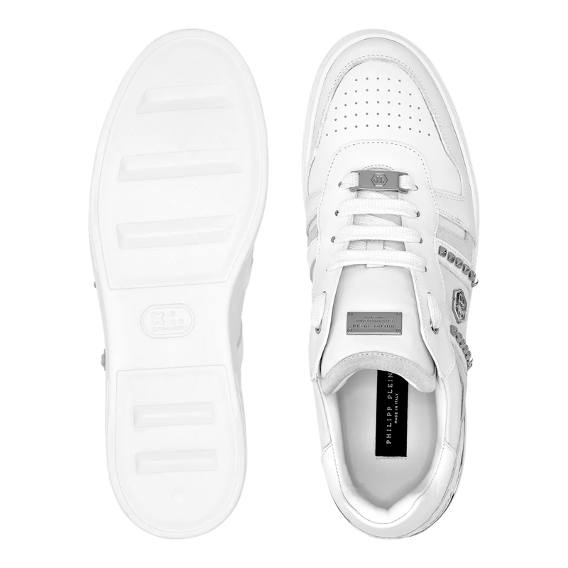 Philipp Plein Low-Top-Sneaker Lo-Top Turnschuhe Mit Nieten Verziert weiss(Image 4)