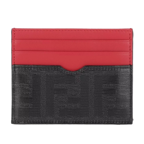 Fendi Card Holder Leather Black/Red Card Case