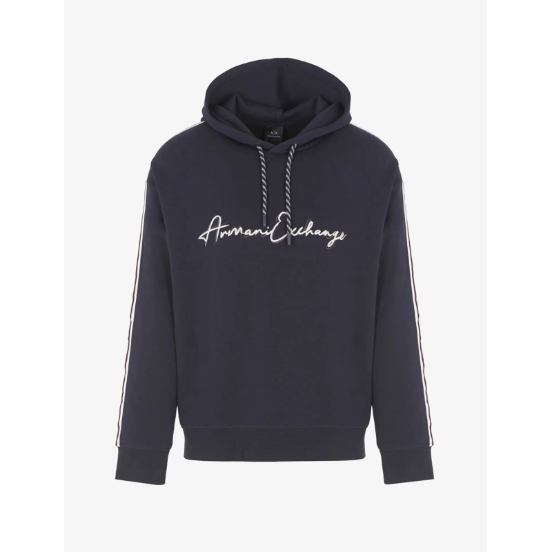 Armani Exchange Trui Blue Hoodie With Contrasting Stripes Blue