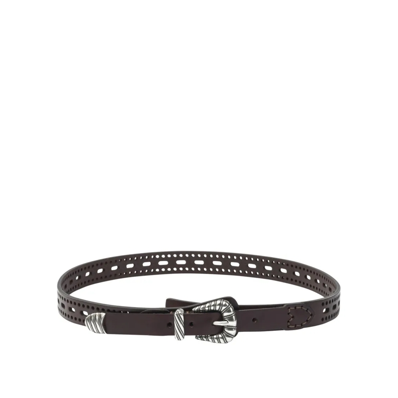 Etro Gürtel Leather Belt With Perforated Details Black
