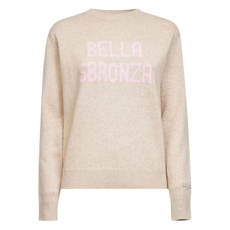 Mc2 Saint Barth Trui Comfortable Knit Sweater With And Subtle Accent Neutrals