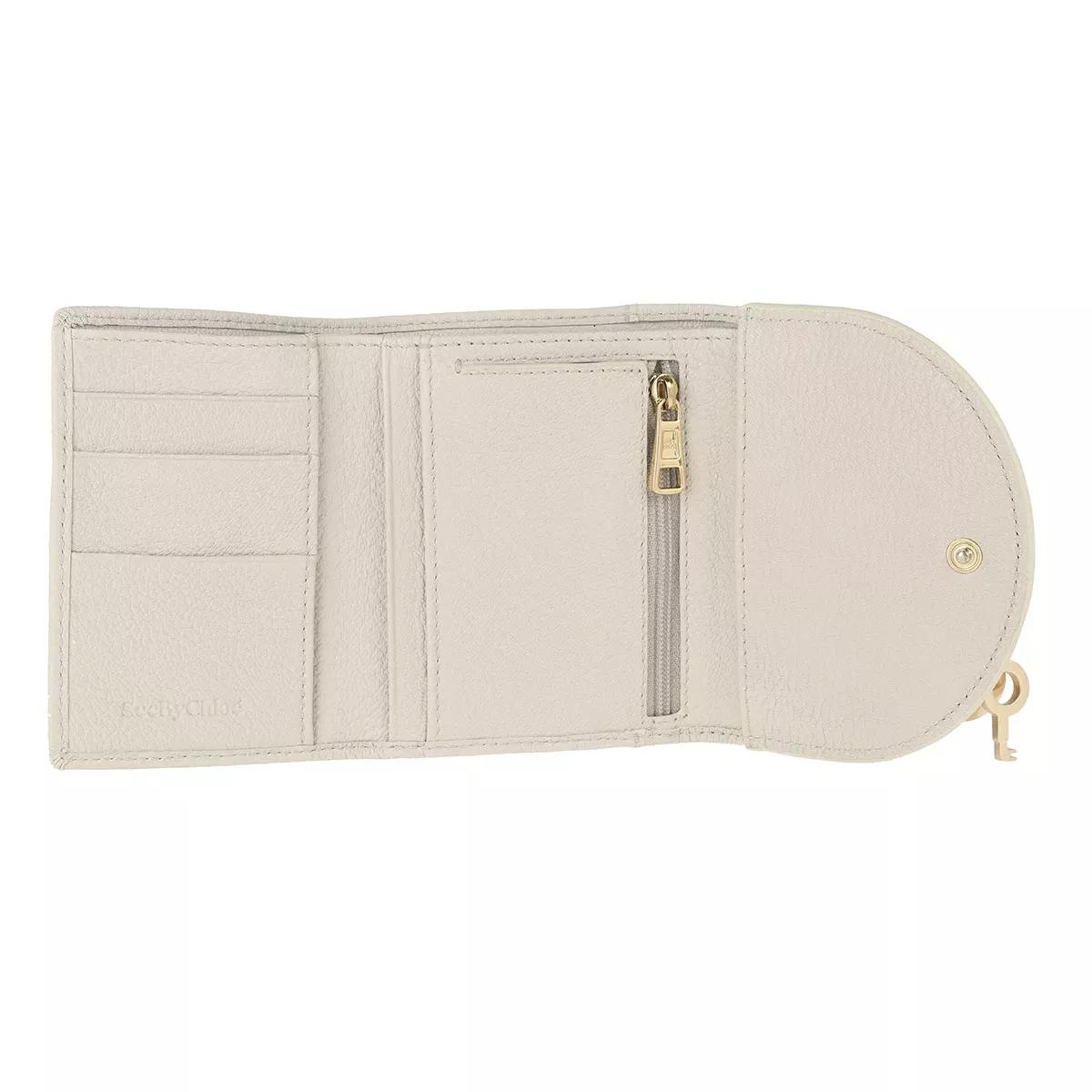 See By Chloé Hana Compact Wallet Leather Cement Beige | Tri-Fold