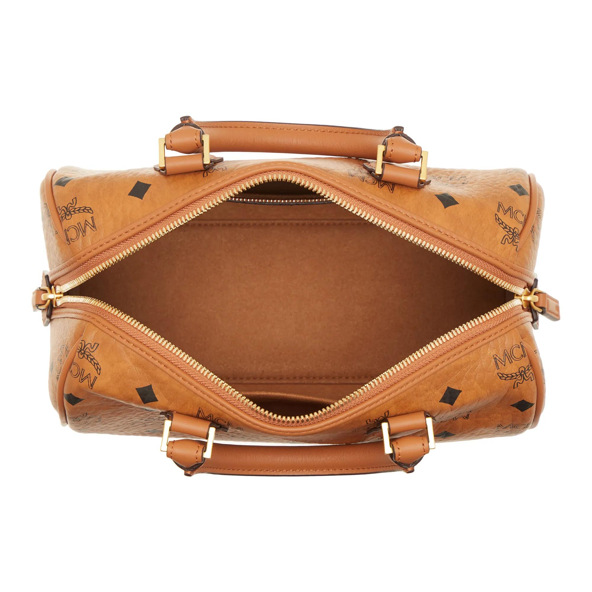 MCM Bowlingtassen Ella Visetos Boston Small in cognac