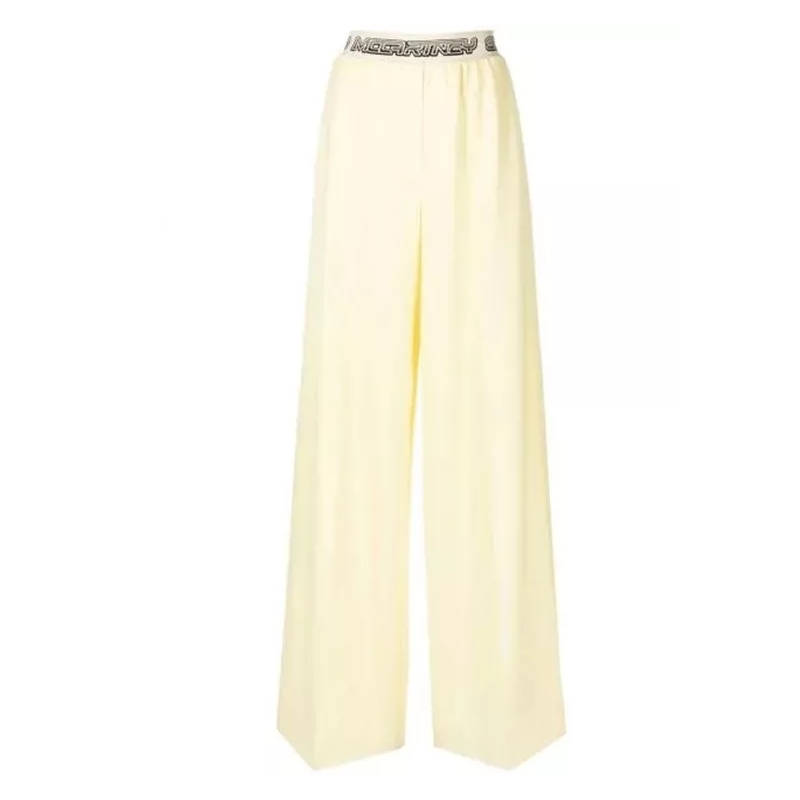 Stella McCartney Broek Yellow Logo Wool Pants Yellow