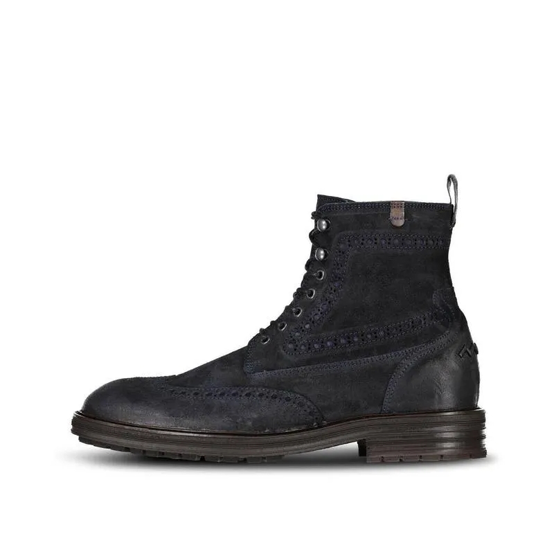 Van Bommel Schnürstiefel Boots aus Wildleder Schwarz