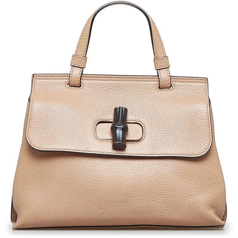 Gucci Tote Small Leather Bamboo Daily Satchel braun