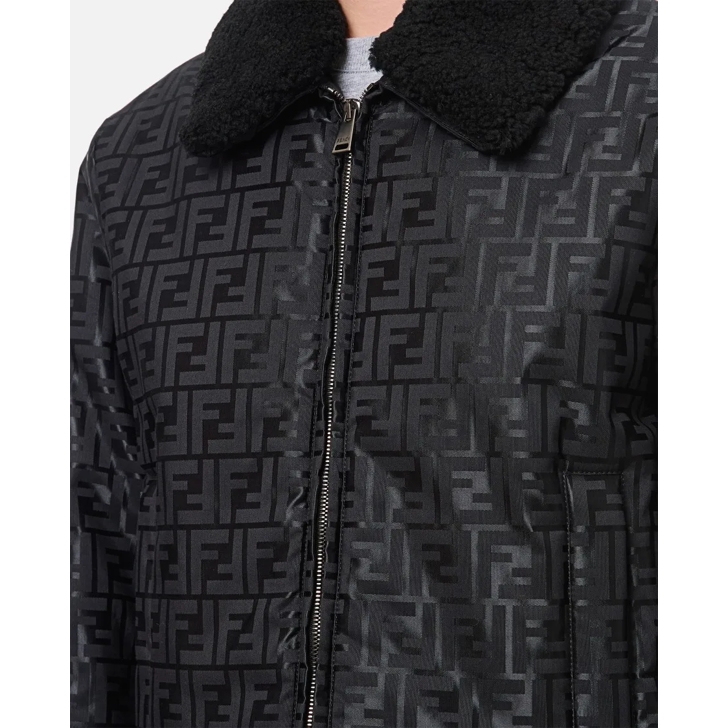 Fendi Front Zipped Ff Jacquard Jacket Black Ubergangsjacke