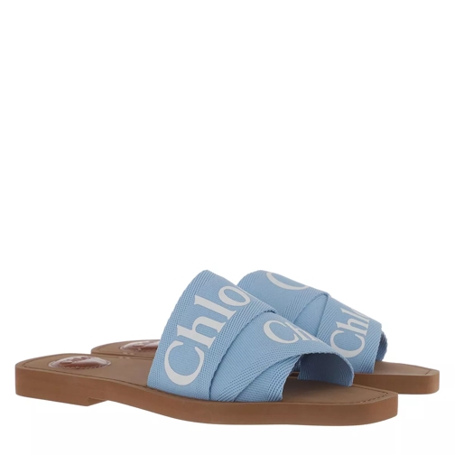 Chloé Chloé Canvas Logo Sandals Graceful Blue Slide