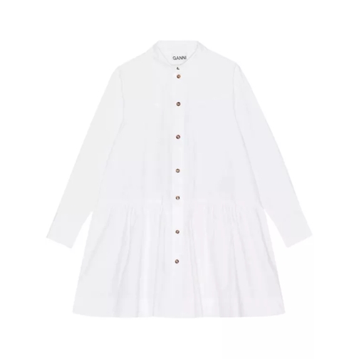 GANNI Pointed-Collar Organic Cotton Shirtdress White 