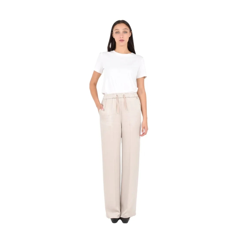 Herno  Wide-Leg Chantilly Trousers With Drawstring Waist Neutrals