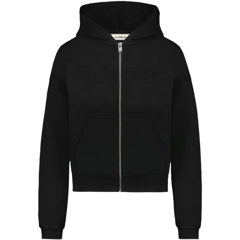 Flâneur  Embossed Zip-Up Hoodie | Black schwarz