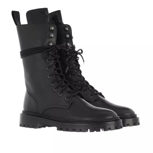 INCH2 Combat Boots Leather Black Lace up Boots