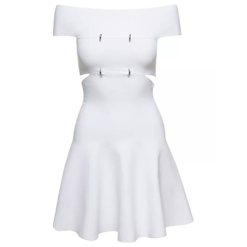 Alexander McQueen White Off-The-Shoulders Mini Dress With D Rings In White 