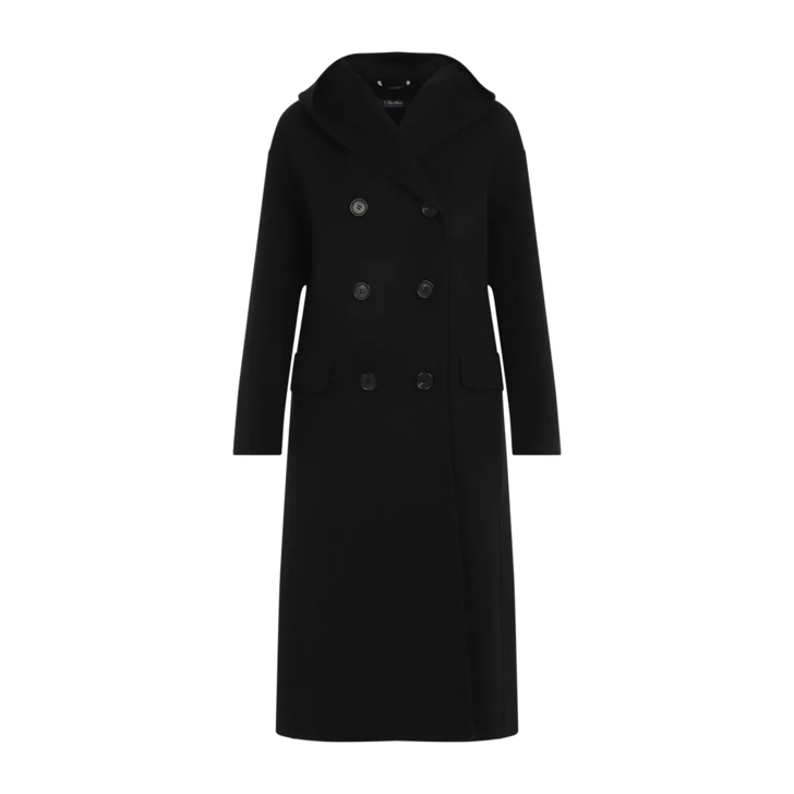 Max Mara Favola Hoodie Coat Black Manteaux transitionnels