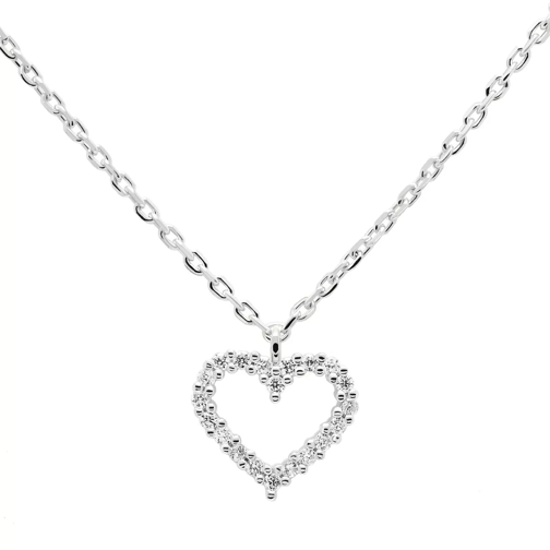PDPAOLA Necklace Heart White/Silver Collier court