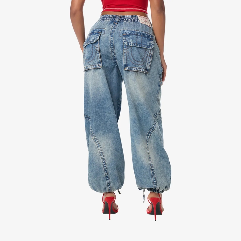 True Religion Jeans - Baggy Jogger- Denim-Optik- Weite Silhouette-  blau(Image 4)