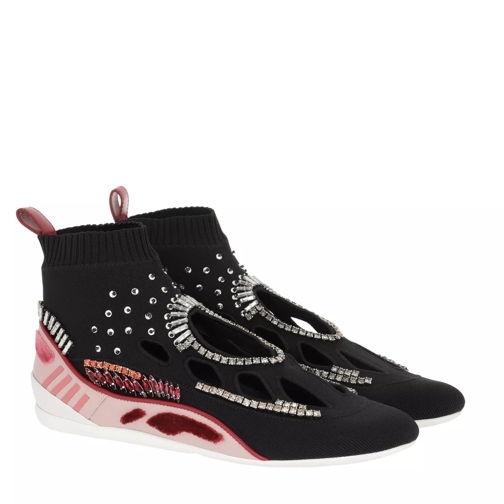 Valentino Garavani Cut-Out Embroidered High-Top Sneakers Black Slip-On Sneaker