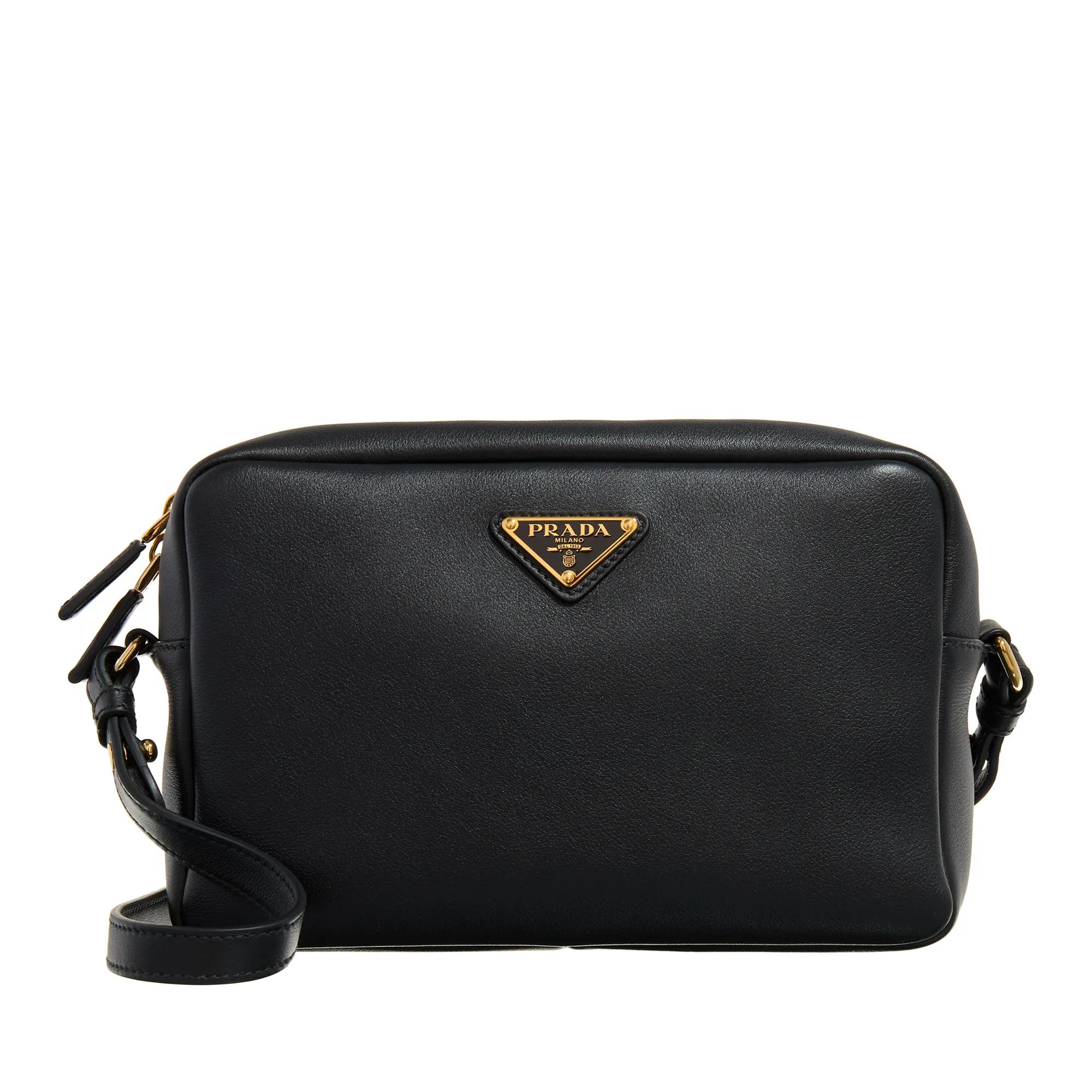 Prada Woman Grainy Camera Crossbody Bag Black Camera Bag