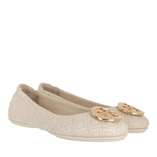 Tory Burch Quilted Minnie With Metal Logo New Cream / Gold Ballerina