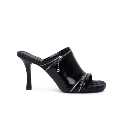 Burberry Peep' Black Leather Sandals Black Mule