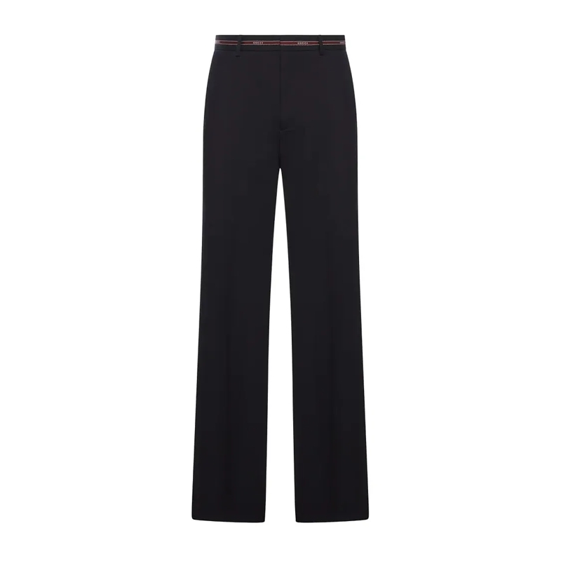 Gucci Chino Tailored Blue Straight-Leg Pants Black