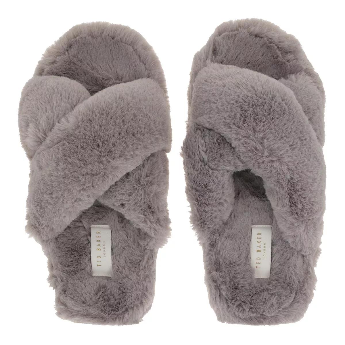 Faux fur best sale cross slippers