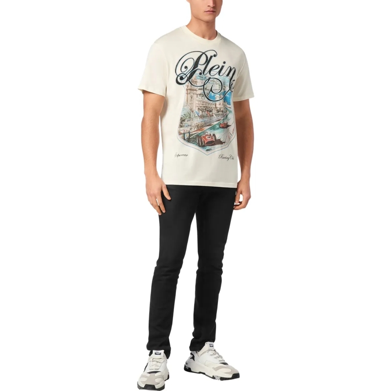 Philipp Plein T-Shirt T-Shirt Racing Mit Schmucksteinen weiss(Image 4)