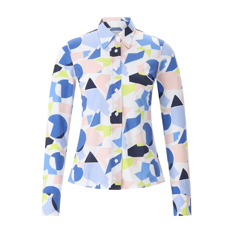 CALIBAN Bluse Hemdbluse mit Muster mehrfarbig