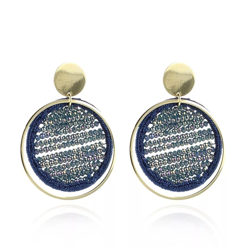 LOTT.gioielli Silk Circle Abacus Earrings Navy Blue/Gold Drop Earring