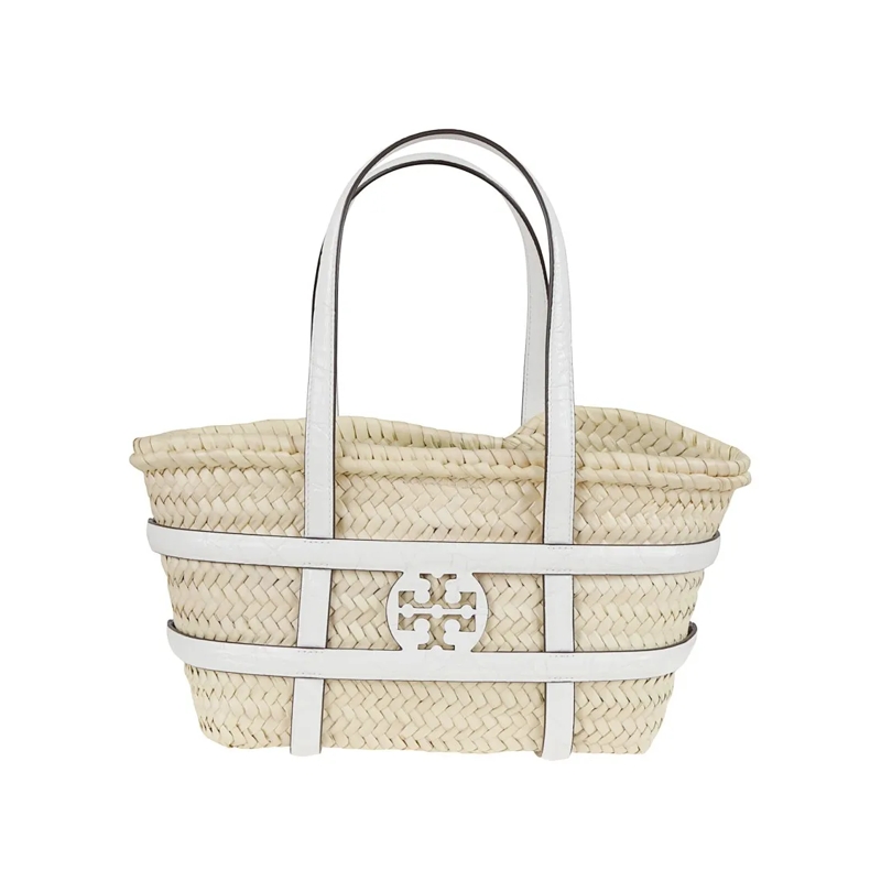 Tory Burch Fourre-tout Ella Straw Small Basket White